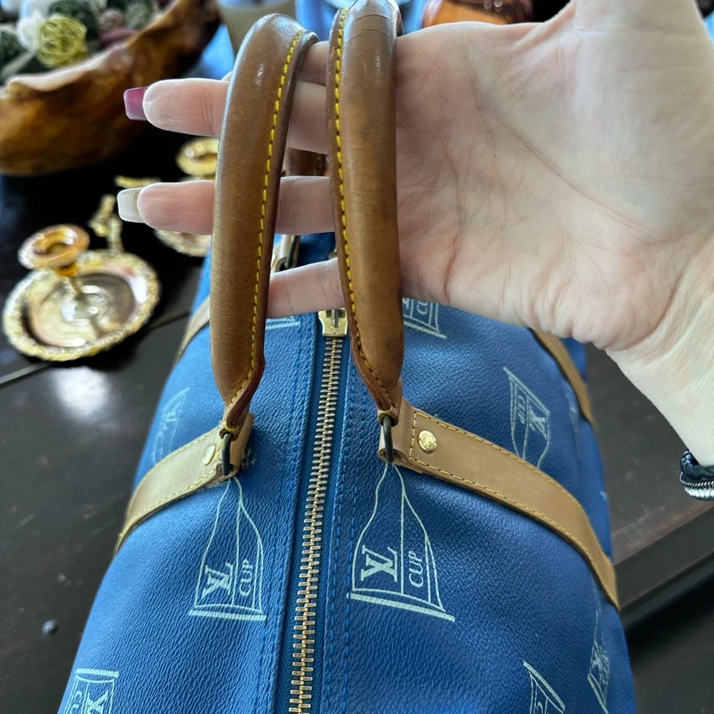 LOUIS VUITTON 45 Vintage Americas Cup Keepall Dust Bag, Lock & Key & Tag EUC